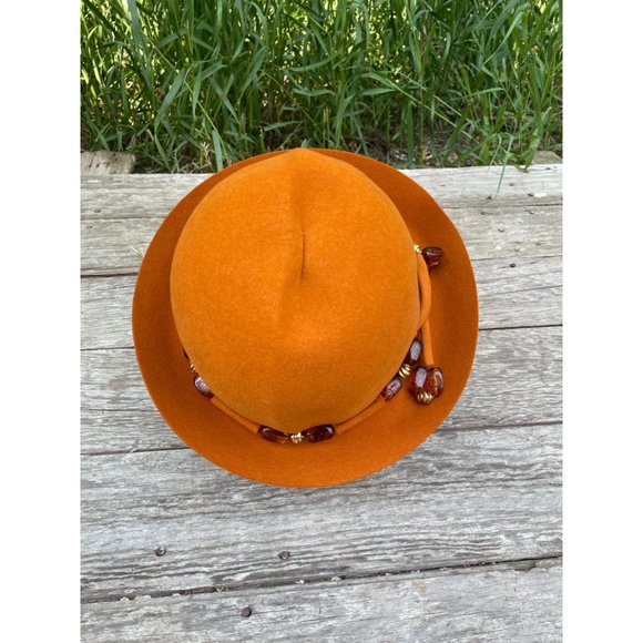 Vintage 1960s Wool Felt Bucket Hat Beaded Band Mr Johns Classic - Picture 4 of 14